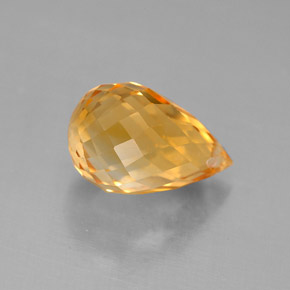 4.10캐럿 천연 골든 옐로우 시트린, 브리올레트, 12.1×7.7 mm, VVS