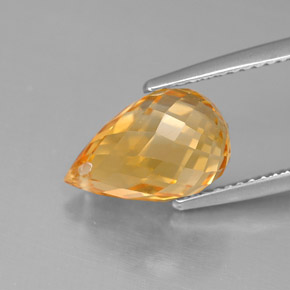 4.10캐럿 천연 골든 옐로우 시트린, 브리올레트, 12.1×7.7 mm, VVS