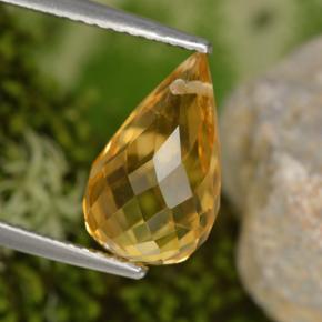 3.48캐럿 천연 골든 옐로우 시트린, 브리올레트, 11.9×7.4 mm, VS