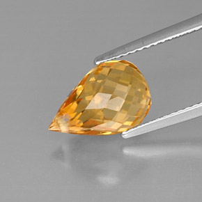 3.90캐럿 천연 골든 옐로우 시트린, 브리올레트, 11.8×7.8 mm, VVS-VS