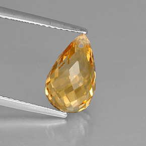 3.60캐럿 천연 골든 옐로우 시트린, 브리올레트, 11.9×7.4 mm, VVS