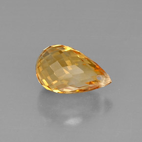 3.60캐럿 천연 골든 옐로우 시트린, 브리올레트, 11.9×7.4 mm, VVS