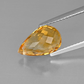 3.60캐럿 천연 골든 옐로우 시트린, 브리올레트, 11.9×7.4 mm, VVS