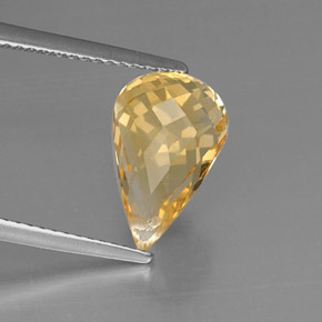 3.84캐럿 천연 골든 옐로우 시트린, 브리올레트, 12.5×7.8 mm, VVS