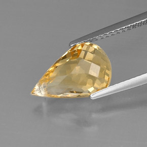 3.84캐럿 천연 골든 옐로우 시트린, 브리올레트, 12.5×7.8 mm, VVS