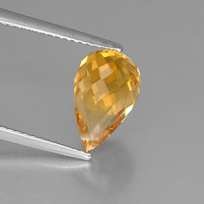 3.48캐럿 천연 골든 옐로우 시트린, 브리올레트, 11.7×7.3 mm, VVS-VS