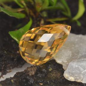 3.86캐럿 천연 골든 옐로우 시트린, 브리올레트, 12×7.7 mm, VVS