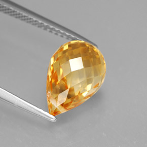 3.97캐럿 천연 골든 옐로우 시트린, 브리올레트, 11.5×7.9 mm, VVS