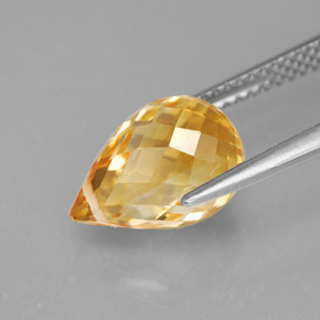3.97캐럿 천연 골든 옐로우 시트린, 브리올레트, 11.5×7.9 mm, VVS