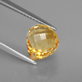 3.10캐럿 천연 골든 옐로우 시트린, 브리올레트, 8.7×7.6 mm, VVS