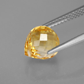 3.10캐럿 천연 골든 옐로우 시트린, 브리올레트, 8.7×7.6 mm, VVS