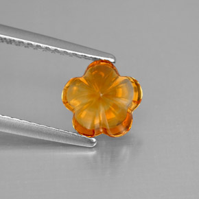1.22캐럿 천연 옐로우 오렌지 시트린, 플라워 컷, 7.5×7.2 mm, 투명한