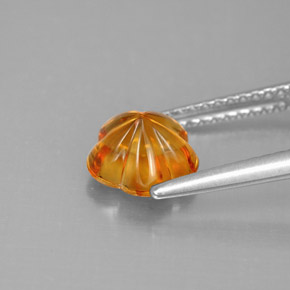 1.22캐럿 천연 옐로우 오렌지 시트린, 플라워 컷, 7.5×7.2 mm, 투명한