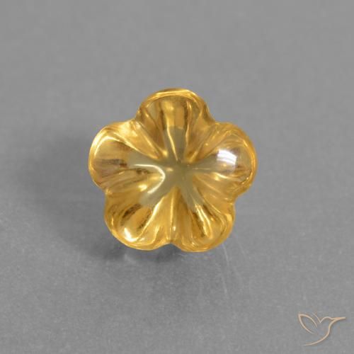 1.41ct 자연스러운 다크 골든 황수정, 플라워 컷, 투명한