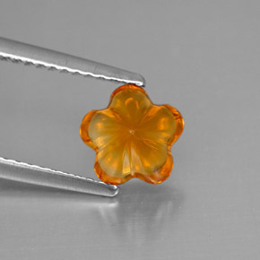 1.16캐럿 천연 옐로우 오렌지 시트린, 플라워 컷, 7.3×7.1 mm, 투명한