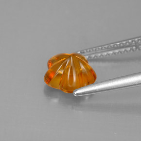 1.16캐럿 천연 옐로우 오렌지 시트린, 플라워 컷, 7.3×7.1 mm, 투명한