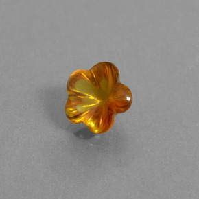 1.14캐럿 천연 옐로우 오렌지 시트린, 플라워 컷, 7.2×7 mm, 투명한