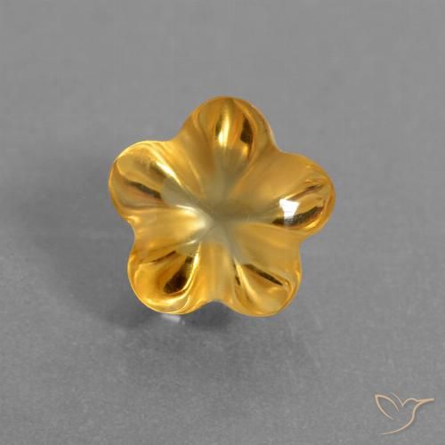 1.54ct 자연스러운 다크 골든 황수정, 플라워 컷, 투명한