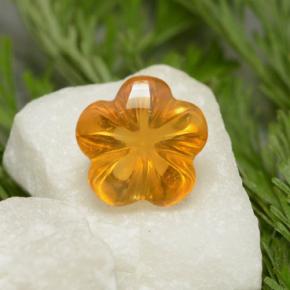 1.29캐럿 천연 옐로우 오렌지 시트린, 플라워 컷, 7.4×7 mm, 투명한