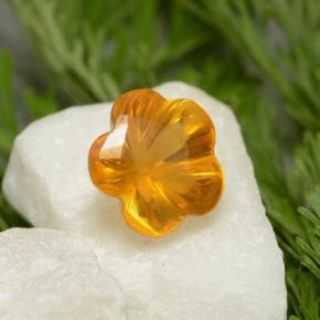1.29캐럿 천연 옐로우 오렌지 시트린, 플라워 컷, 7.4×7 mm, 투명한