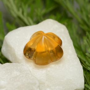 1.29캐럿 천연 옐로우 오렌지 시트린, 플라워 컷, 7.4×7 mm, 투명한