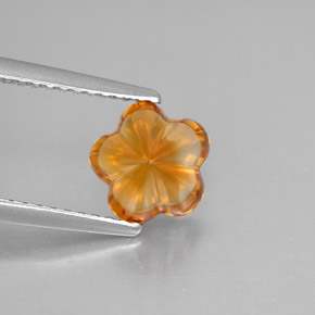 1.27캐럿 천연 옐로우 오렌지 시트린, 플라워 컷, 7.5×7.3 mm, 투명한