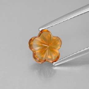 1.27캐럿 천연 옐로우 오렌지 시트린, 플라워 컷, 7.5×7.3 mm, 투명한
