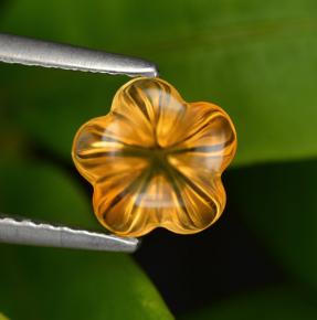 1.24캐럿 천연 옐로우 오렌지 시트린, 플라워 컷, 7.3×7.2 mm, 투명한