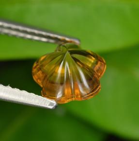 1.24캐럿 천연 옐로우 오렌지 시트린, 플라워 컷, 7.3×7.2 mm, 투명한