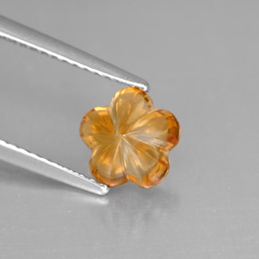 1.31캐럿 천연 옐로우 오렌지 시트린, 플라워 컷, 7.4×7.4 mm, 투명한