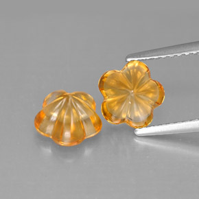 캐럿 천연 옐로우 오렌지 시트린 보석, 플라워 컷, 7.3×7.1 mm, 투명한