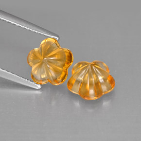 캐럿 천연 옐로우 오렌지 시트린 보석, 플라워 컷, 7.3×7.1 mm, 투명한