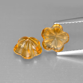 캐럿 천연 골든 옐로우 시트린 보석, 플라워 컷, 7.2×7 mm, 투명한