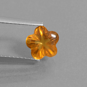 1.18캐럿 천연 옐로우 오렌지 시트린, 플라워 컷, 7.3×7.1 mm, 투명한