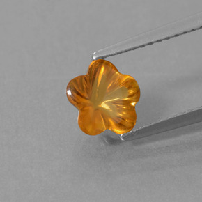 1.18캐럿 천연 옐로우 오렌지 시트린, 플라워 컷, 7.3×7.1 mm, 투명한