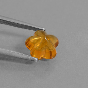 1.18캐럿 천연 옐로우 오렌지 시트린, 플라워 컷, 7.3×7.1 mm, 투명한