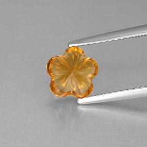 1.28캐럿 천연 옐로우 오렌지 시트린, 플라워 컷, 7.5×7.2 mm, 투명한