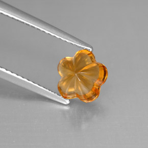 1.28캐럿 천연 옐로우 오렌지 시트린, 플라워 컷, 7.5×7.2 mm, 투명한