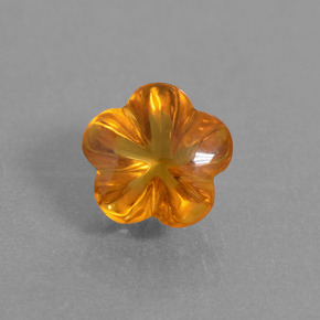 1.36캐럿 천연 옐로우 오렌지 시트린, 플라워 컷, 7.5×7.4 mm, 투명한