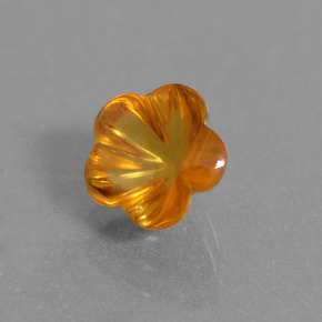 1.36캐럿 천연 옐로우 오렌지 시트린, 플라워 컷, 7.5×7.4 mm, 투명한