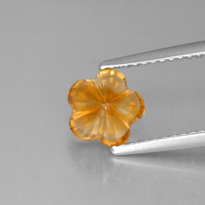 1.29캐럿 천연 옐로우 오렌지 시트린, 플라워 컷, 7.3×7.1 mm, 투명한