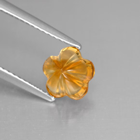 1.29캐럿 천연 옐로우 오렌지 시트린, 플라워 컷, 7.3×7.1 mm, 투명한