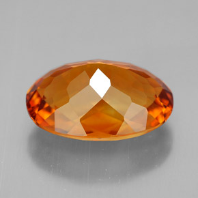 5.44캐럿 천연 옐로우 오렌지 시트린, 타원형 컷, 13.7×10.5 mm, VVS