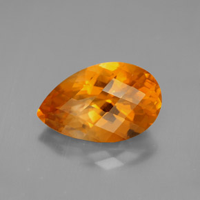 4.18캐럿 천연 옐로우 오렌지 시트린, 배 모양, 14×8.9 mm, VVS