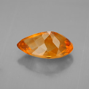 4.18캐럿 천연 옐로우 오렌지 시트린, 배 모양, 14×8.9 mm, VVS