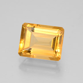 1.97캐럿 천연 골든 옐로우 시트린, 에메랄드 컷, 9×7 mm, VVS