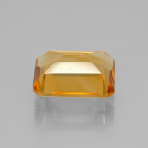 2.03캐럿 천연 골든 옐로우 시트린, 에메랄드 컷, 8.9×7 mm, VVS