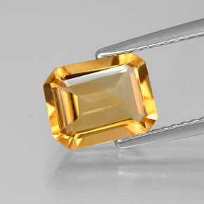 1.80캐럿 천연 골든 옐로우 시트린, 에메랄드 컷, 8.9×7 mm, VVS