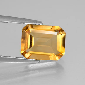 1.80캐럿 천연 골든 옐로우 시트린, 에메랄드 컷, 8.9×7 mm, VVS