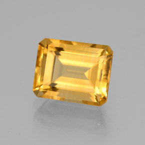 2.26캐럿 천연 골든 옐로우 시트린, 에메랄드 컷, 8.9×7.1 mm, VVS-VS